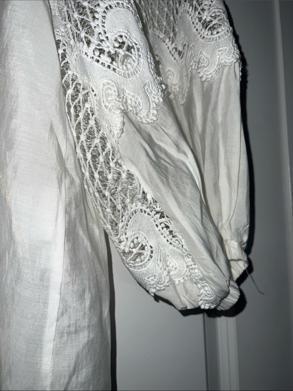 White Lace Victorian-Inspired Blouse with zipper closure - Picture 4 of 9